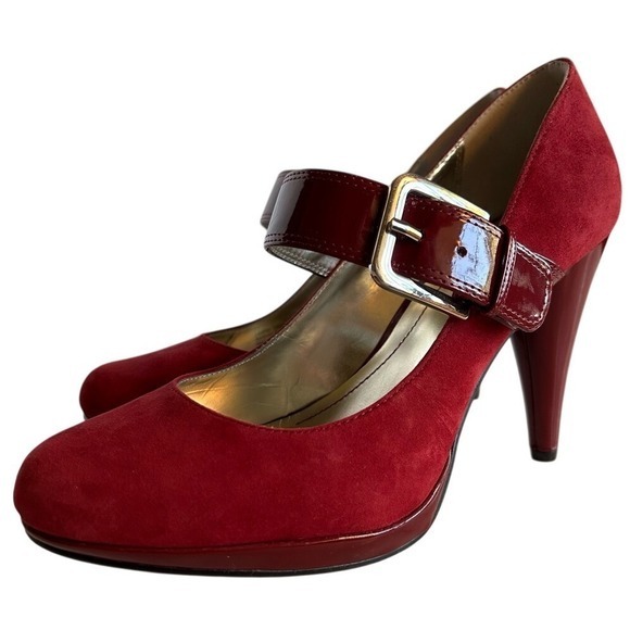 Style Co Womens Cherry Red Suede Mary Jane Patent Leather Shoes Size 7 M - Picture 5 of 16